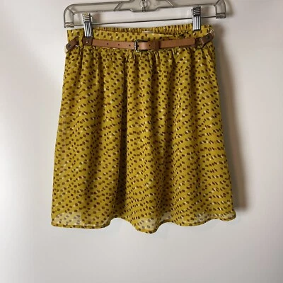 Mossimo Dorado Marrón Diseños Plisado Forrado Con Cinturón Falda Talla Pequeña Foto 1 de 4