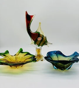 Figura original de cristal de Murano pez años 50/60 33 Cm 2 x cuencos de verano - Imagen 1 de 5