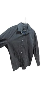 H&M XL Navy Blue Causal Polka Dot Bottom Down Shirt Party Shirt - Picture 1 of 3