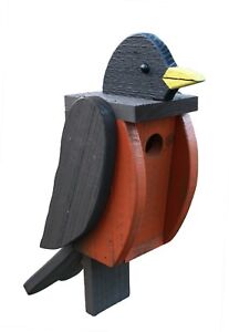 The Woodpecker Family Amish Handcrafted Birdhouse - ROBIN