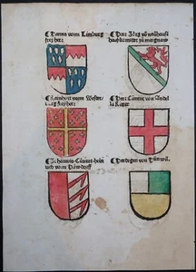 KONZIL KONSTANZ WAPPEN ALTKOLORIERT BREU LIMBURG WESTERBURG AUGSBURG 1536 - Picture 1 of 5