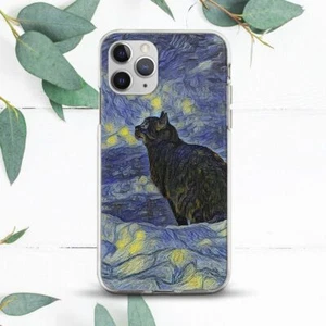 Funda Artística Van Gogh Black Cat Starry Night para iPhone SE 11 12 13 14 15 Pro Max X - Imagen 1 de 1