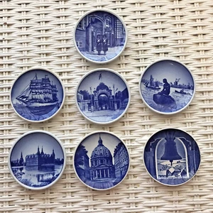 Lote de 7 Mini Placas Coleccionistas Royal Copenhagen 3" Escenas Azul y Blanco - Imagen 1 de 16