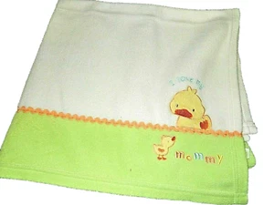 8D !WOW! Vintage Carter's I Love My Mommy Duck Fleece Plush Crib Baby Blanket - Picture 1 of 5
