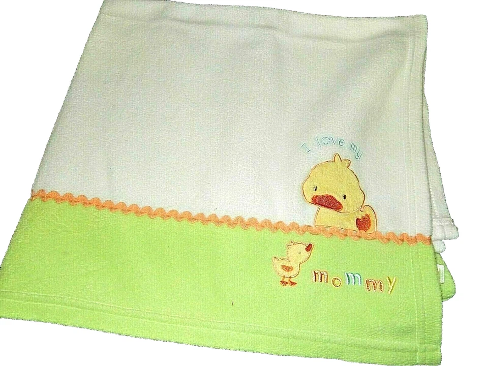 8D!¡GUAU! Manta de felpa polar vintage Carter's I Love My Mommy Duck cuna bebé Foto 1 de 4