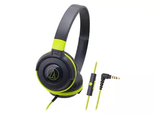 Audio-technica ATH-S100iS BGR foldable Headphones for Smartphone MIC Black Green - Picture 1 of 2