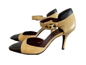 CHANEL Leder Cap Toe Mary Jane Pumps EUR 36 Beige Braun - Bild 1 von 15