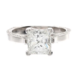 3.50 CTW GIA Certified Princess Cut Engagement Diamond Ring 18k White Gold - Picture 1 of 9