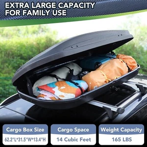 Waterproof Rooftop Cargo Box Car Top Cargo Carrier Roof W/ Key Mount Storage Box - Picture 1 of 7