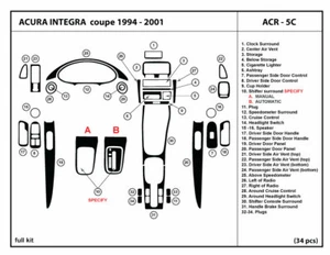 Interior Real Carbon Fiber Dash Trim Kit for Acura Integra Coupe 1994-2001 - Picture 1 of 4