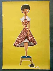 Rarität: Origilnal Werbeplakat Petticoat "Frau mit Maus" 1960 Jahre Retro - Bild 1 von 4