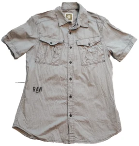 G Star Raw Cargo Line Slim Fit Men's Large Casual Shirt Grey Short Sleeve - Foto 1 di 9