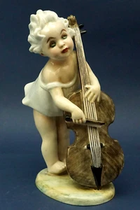 BERTOLOTTI Child with cello porcelain ceramic 1920 ITALY as Lenci Cacciapuoti - Picture 1 of 24