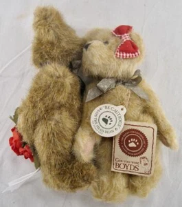 Boyds Bears Hugs N Kisses Plush 7 In Tags Happy Anniversary Rose Bouquet 2002 O - Picture 1 of 12