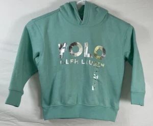 NWT Polo Ralph Lauren Youth Girl’s Hoodie Light Green Silver Logo Size 5 - Picture 1 of 4