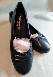 NEW WALKING CRADLES Women Sz 8 FLYNN Navy Blue Leather Loafer Ballet Flats Shoes - Picture 1 of 15