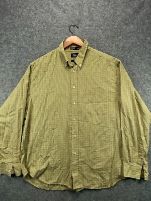 Haggar Button Up Shirt Mens XL Yellow Grid Wrinkle Resistant Long Sleeve Work 1 - Image 1 of 4