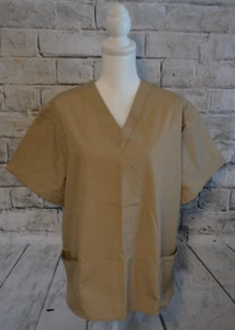 Natural Uniforms Women's Size Medium Comfort Tan Brown Nurse Top  - Picture 1 of 5