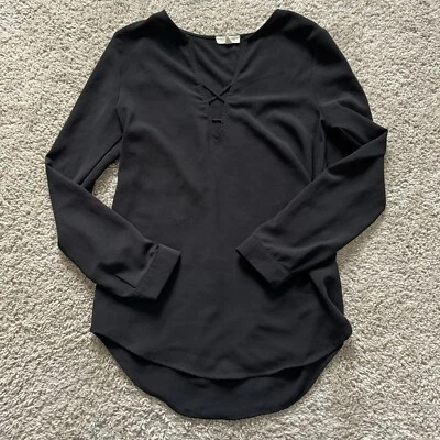 Тишина + шум блузка с длинным рукавом черный верхний крест V шеи высоты низкий средний - Изображение 1 из 4