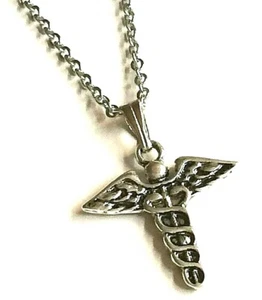 Medical Caduceus Halskette Edelstahl 20 Zoll Kette Krankenschwester Arzt RN MD Geschenk - Bild 1 von 12
