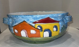 Nino Parrucca Large Pasta Bowl Hand Made In Italy #196 Houses 11.5"D x 5"T - Picture 1 of 15