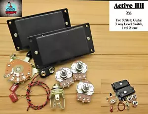 G.M. ACTIVE HUMBUCKER SET with wiring kit Brass Full Size 24mm Pots for Strat - Picture 1 of 7