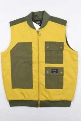 WESC CARGO PADDED UTILITY Vest Mens M Women’s L Hiking Green Yellow Full Zip - Image 1 of 4