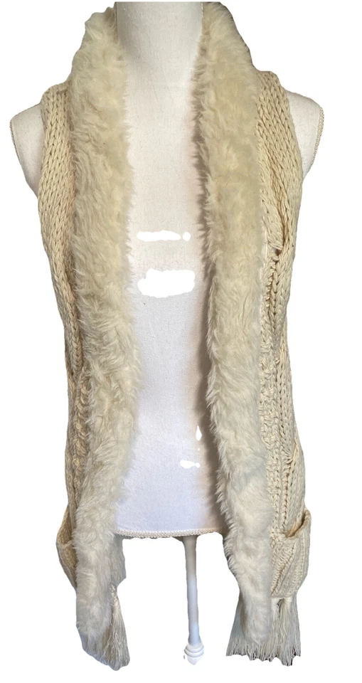 Buffalo David Bitton женщин коренастый вязаный свитер жилет с отделкой из искусственного меха размер L - Изображение 1 из 4