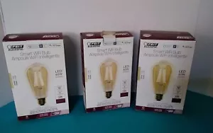 3 FEIT ELECTRIC ST1960 60 WATT EQUIVALENT SMART WIFI BULB AMBER LED - Picture 1 of 5