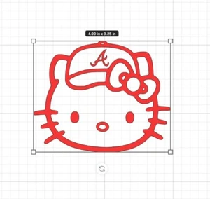 ¡Calcomanía de vinilo personalizada Hello Kitty ATL Braves 4,5x4 pulgadas! - Imagen 1 de 5