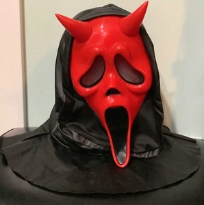SCREAM GHOST FACE DEATH BY DAYLIGHT Spirit Costume Halloween Red Devil Horn Mask - Picture 1 of 11