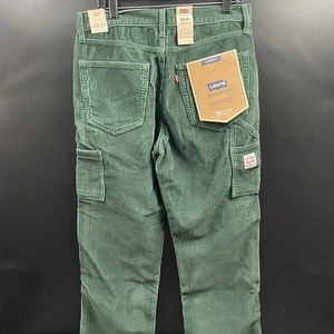 Levi's 568 Carpenter Pants Mens Dark Green Corduroy Loose Straight Workwear New - Picture 1 of 15