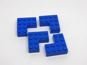 4 x Lego® Stein blau 702 Stein mit Noppen 4x4 Eckstein Ecke - Picture 1 of 1