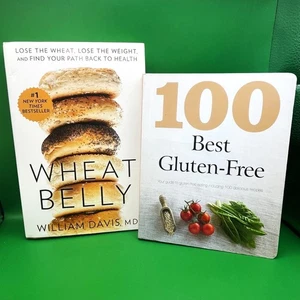 Lot 2 Gluten Free Books Wheat Belly Bestseller 100 Best GF Recipes Cookbook Diet - Imagen 1 de 24