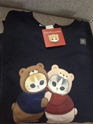 NWT UNIQLO Mofusand Cute Teddy Navy Women Graphic Long Sleeve Sweatshirt Size XL - Image 1 of 2