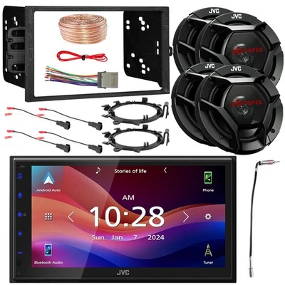 Rádio JVC 6.8" tela sensível ao toque, 4x 6.5" 300W alto-falantes, kit de instalação GM acessórios - Imagem 1 de 4