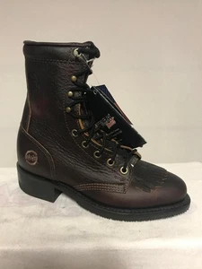 DOUBLE H WOMENS BRIAR PITSTOP BROWN ROPER LACER BOOTS 5.5 Medium 9300 NEW - Picture 1 of 7