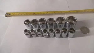 14 pcs Kobalt 3/8 drive 6pt shallow SAE sockets sizes 1/4" to 7/8" - Picture 1 of 3