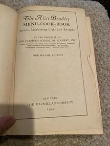 The Alice Bradley Menu-Cook-Book, 1944 One Volume Edition - Picture 1 of 7