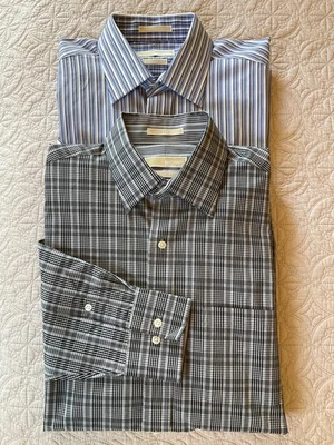 Lote de 2 camisas de vestir Michael Kors para hombre, talla grande, 161/2 x 32-33, 100 % algodón Foto 1 de 4