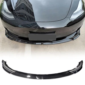 Spoiler Lèvre Lame Jupe Pare-Choc Avant Noir Brillant pour Tesla Model 3 2017-23 - Imagen 1 de 6