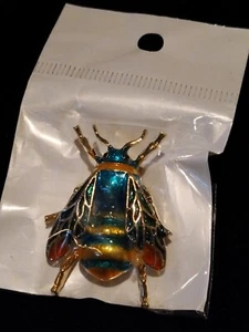 Schmuck blau türkis grüne Biene Brosche, Vintage Biene Anstecknadel, Emaille Insektenbrosche Neu - Bild 1 von 5