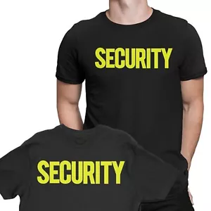 Security T-Shirt Front Back Screen Print Shirt Event (Black & Safety Green) - Picture 1 of 4
