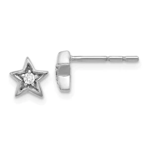 14k White Gold 0.05Ct Diamond Star Stud Earrings 1.05g L-6mm, W-6mm for Mom - Picture 1 of 4