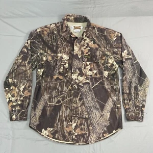 Gamehide Men Camo Hunting Shirt Sz M Long Sleeve Mossy Oak Break Up Button Front - Picture 1 of 13
