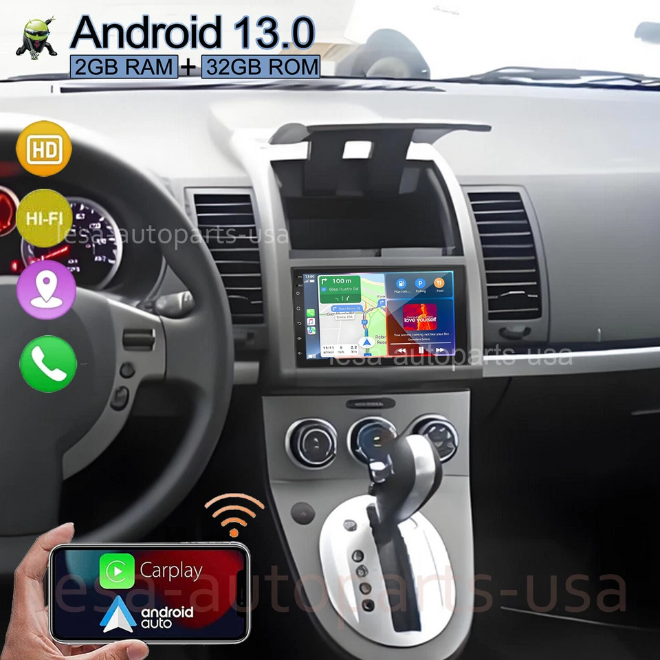 For 2007-2012 Nissan Sentra 7" Car Stereo Radio Carplay Android 13 Wifi GPS Navi - Image 1 of 4