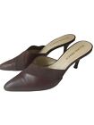Ellen Tracy Brown Leather Shoes Mules Heels Slip On Size 7