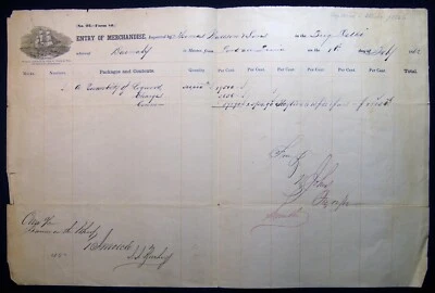 1862 PORT AU PRINCE SHIP TRADE BRIG DELHI LOGWOOD CARGO MANIFEST PHILADELPHIA - Image 1 of 2