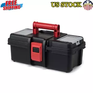 13 Inch Tool Box Portable Plastic Storage Organizer W/ Removable Tray Heavy Duty - Picture 1 of 7