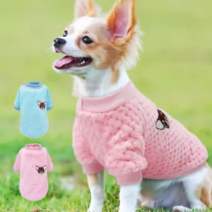 Dog Knitted Jumper Embroidery Chihuahua Clothes Pet Puppy Cat Sweater for Yorkie - Picture 1 of 14